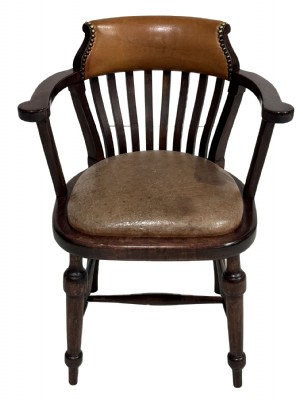 Half Round Leather Seat & Back Desk Chair