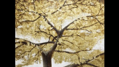 Abstract Golden Tree Painting