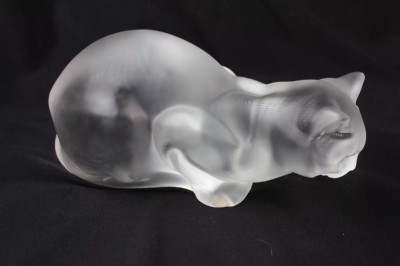 Lalique Large Crouching Crystal Cat