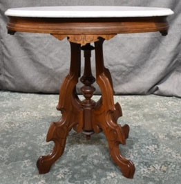 Eastlake Marble Top  Wooden Pedestal Table