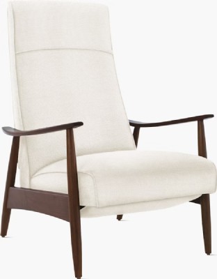 Milo Baughman Recliner 74 in White Fabric