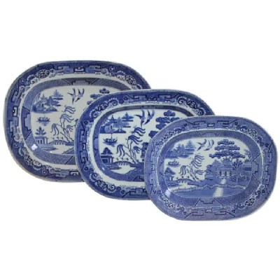 Collection of 3 English Blue Willow Platter