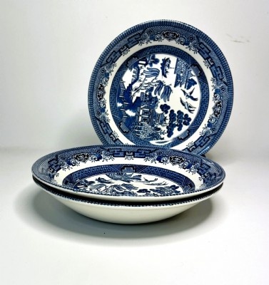 Set of 3 Mid-Century 10" Blue Willow Soup Dishes