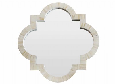 QUATREFOIL NATURAL BONE INLAY MIRROR