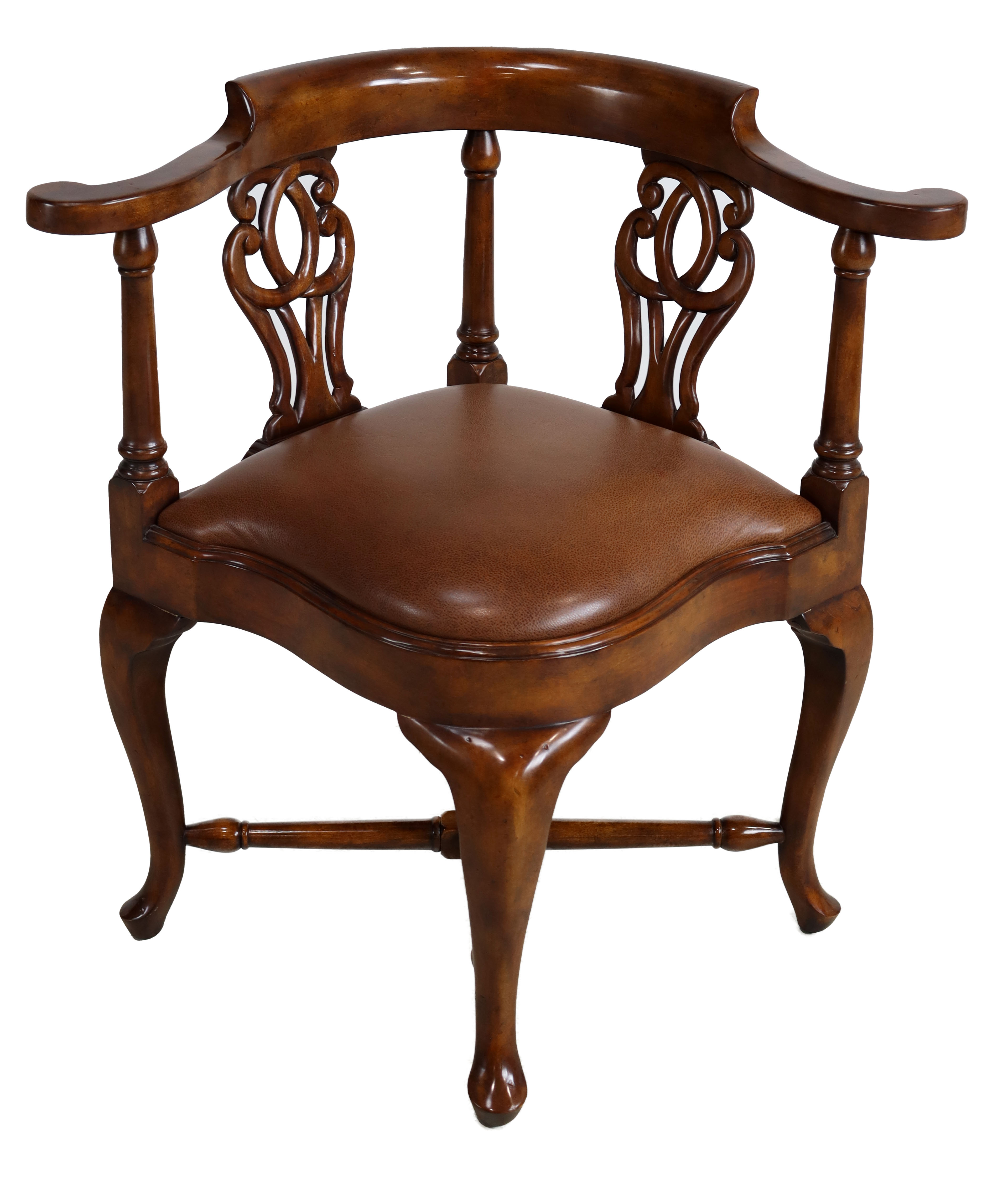 Set Of 4 Theodore Alexander Mahogany Corner Chairs For Sale in CT