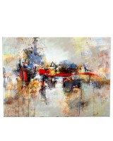 Grey, Red & Blue Abstract