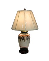 Green Burgandy Wood Base Lamp