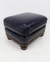 navy leather ottoman