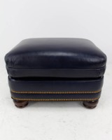 navy leather ottoman