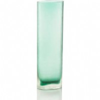 Aquamarine Cross Cut Oval Glass Vase