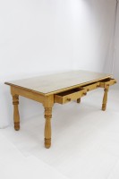 Solid Oak Desk with Glass Top