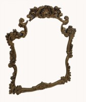 Antique scrolled framed wall mirror