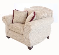 Upholstered Arm Chair & Ottoman