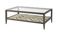 Glass Top Bull Hide Cocktail Table