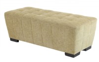 Tapered Linen Tufted Contemporary Ottoman