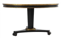 Black & Gold Painted Round Table w Pedestal Base