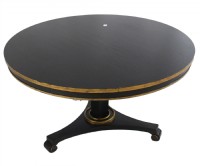 Black & Gold Painted Round Table w Pedestal Base