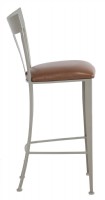 Leather Seat Grey Metal Frame Barstool