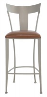 Leather Seat Grey Metal Frame Barstool