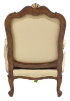 Carved Wooden Upholstered Armchair