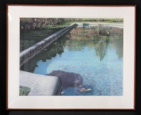 "Garden Pool Reflections" Serigraph