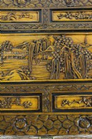 Ornately Carved Camphor Wooden Trunk