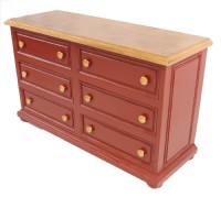 Red Painted Dresser with Cognac Top