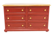 Red Painted Dresser with Cognac Top