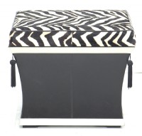 Horsehair and Leather Storage Ottoman