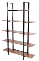 Five Wooden Shelf Metal Frame Bookcase