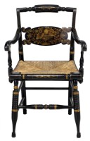 Set of Two Black Harvest Hitchcock Armchairs