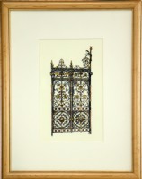 Framed Lithographs of an Ornate Gate