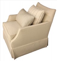 Checkered Upholstered Swivel Chair
