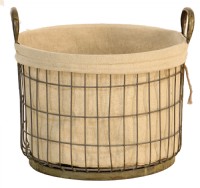 Metal Mesh and Canvas Basket- Medium