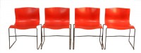 Set of 4 Vignelli Design Handkerchief Red Chairs