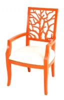 Red Orange Lacquer Finish Armchair