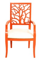 Red Orange Lacquer Finish Armchair