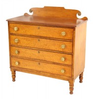 Burled Wooden Four Drawer Chest