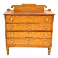 Burled Wooden Four Drawer Chest