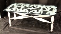 Vintage Glass Top Wrought Iron Table