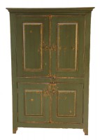 Distressed Dark Green Painted Armoire
