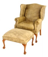 Green Leather Chair & Ottoman