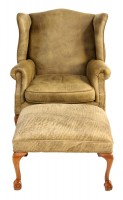 Green Leather Chair & Ottoman