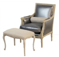 Grey Leather Snakeskin Provencial Armchair