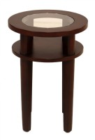 Round Wooden Table With Glass Insert