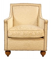 Pair of Cream Embossed Arm Chairs