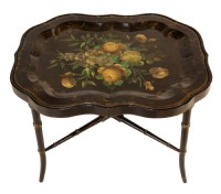 Bamboo Style Floral Painted Tray Table