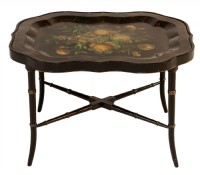 Bamboo Style Floral Painted Tray Table