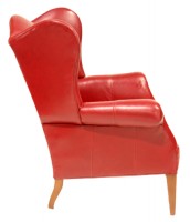 Red Leather Wing Chair & Ottoman