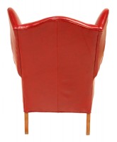 Red Leather Wing Chair & Ottoman